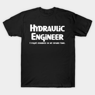 Hydraulic Zombie Fighter White Text T-Shirt